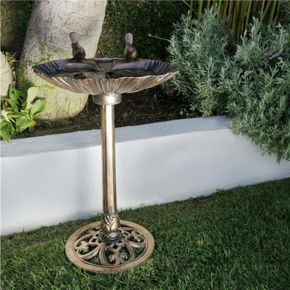 31" Tall Outdoor Vintage Birdbath with Bird Figurines Yard - Picture 2 of 7